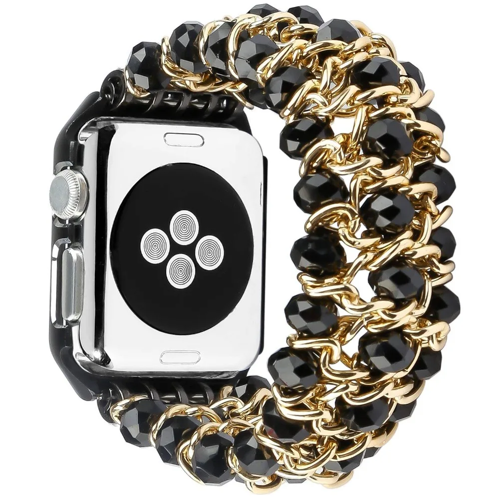 Blue Pink Artificial Crystal Fastgo Apple Watch Band, Classy Retro Crystal Beaded Stretch Elastic Iwatch Band for Sereis 1/ 2/3 Blue Pink Artificial Crystal Fastgo Apple Watch Band, Classy Retro Crystal Beaded Stretch Elastic Iwatch Band for Sereis 1/ 2/3