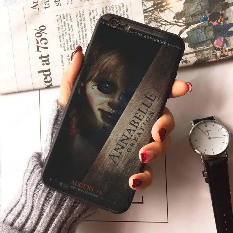 Чехол MaiYaCa Annabelle из фильма ужасов с цветным рисунком для iphone X, 8, 8 plus, черный чехол, 7, 7 plus, 6, 6s