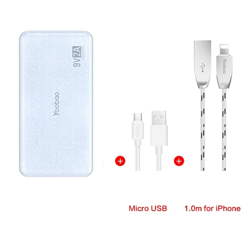 Yoobao Quick Charge power Bank для Xiaomi Mi 12000 mAh QC 2,0 Pover Bank 9V 2A портативное зарядное устройство Внешняя батарея для huawei P8 - Цвет: blue cable