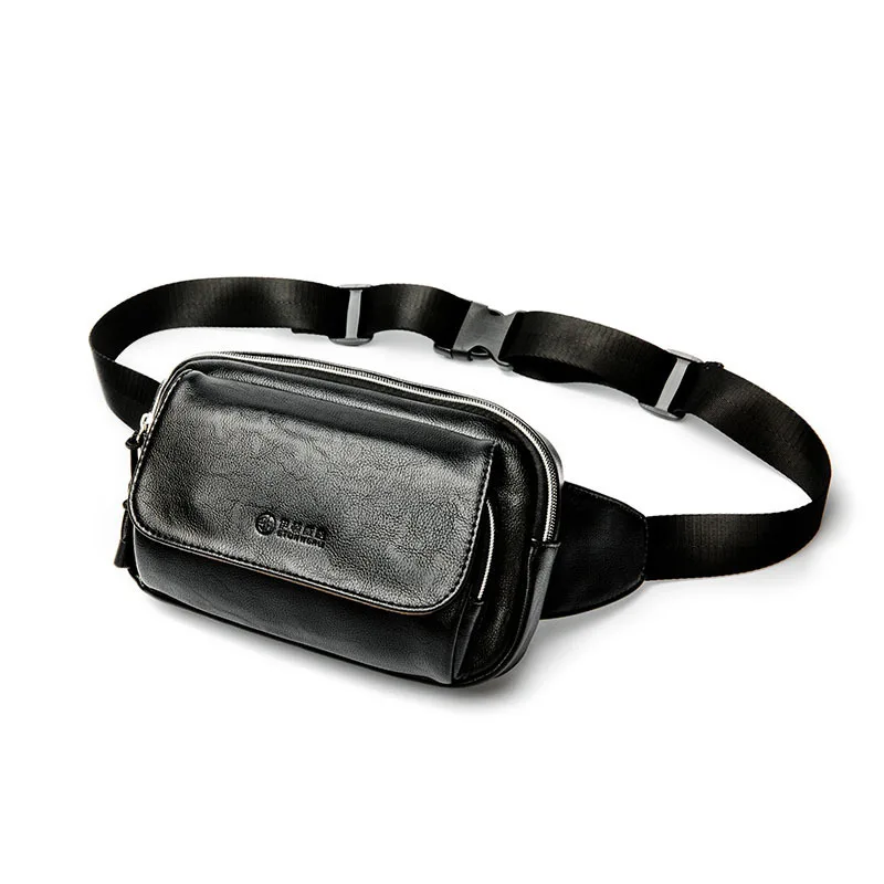 Korean fashion men's leather chest bag travel leisure waist bag one