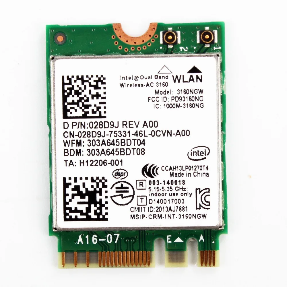 Беспроводной адаптер карта для Intel 3160 AC 3160NGW двухдиапазонный Bluetooth 4,0 NGFF wifi 802.11AC для dell asus acer sony toshiba