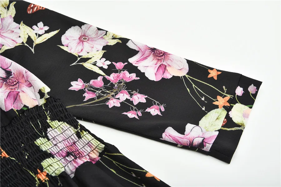 Gladiolus 2019 Spring Summer Dress Women 34 Sleeve V Neck Sexy Floral Print Bohemian Women Maxi Dress Long Beach Ladies Dresses (64)