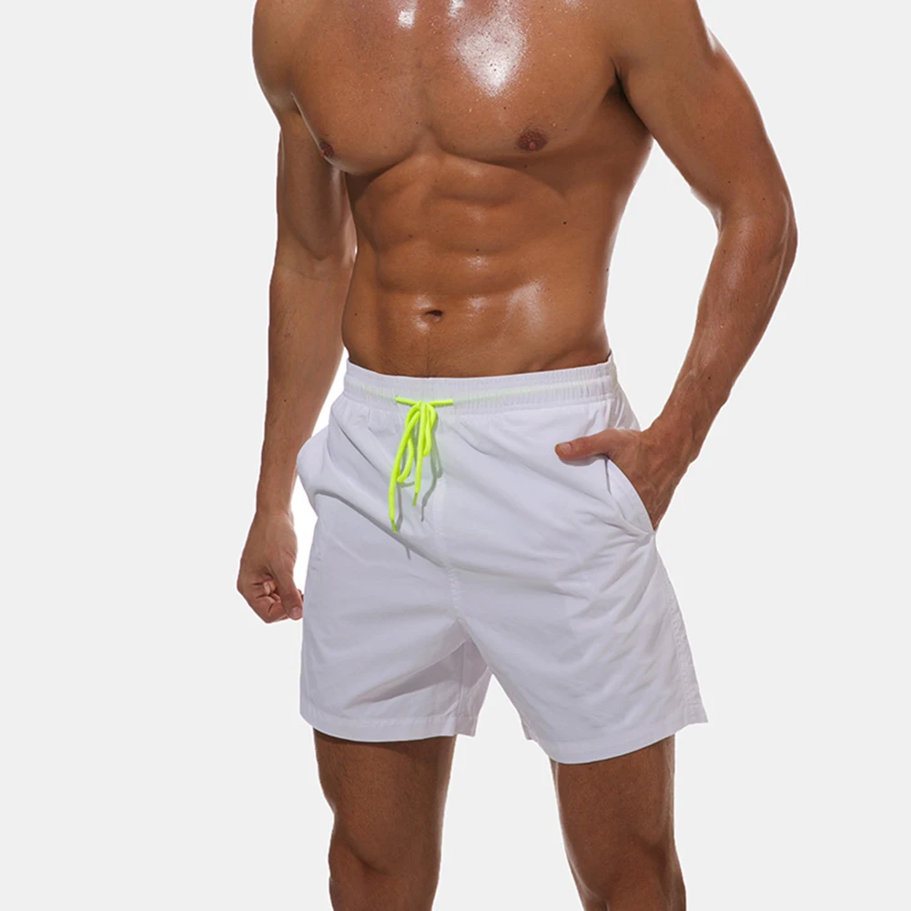 Модные для мужчин летние пляжные шорты плюс размеры однотонный с кулиской мужские шорты для купания