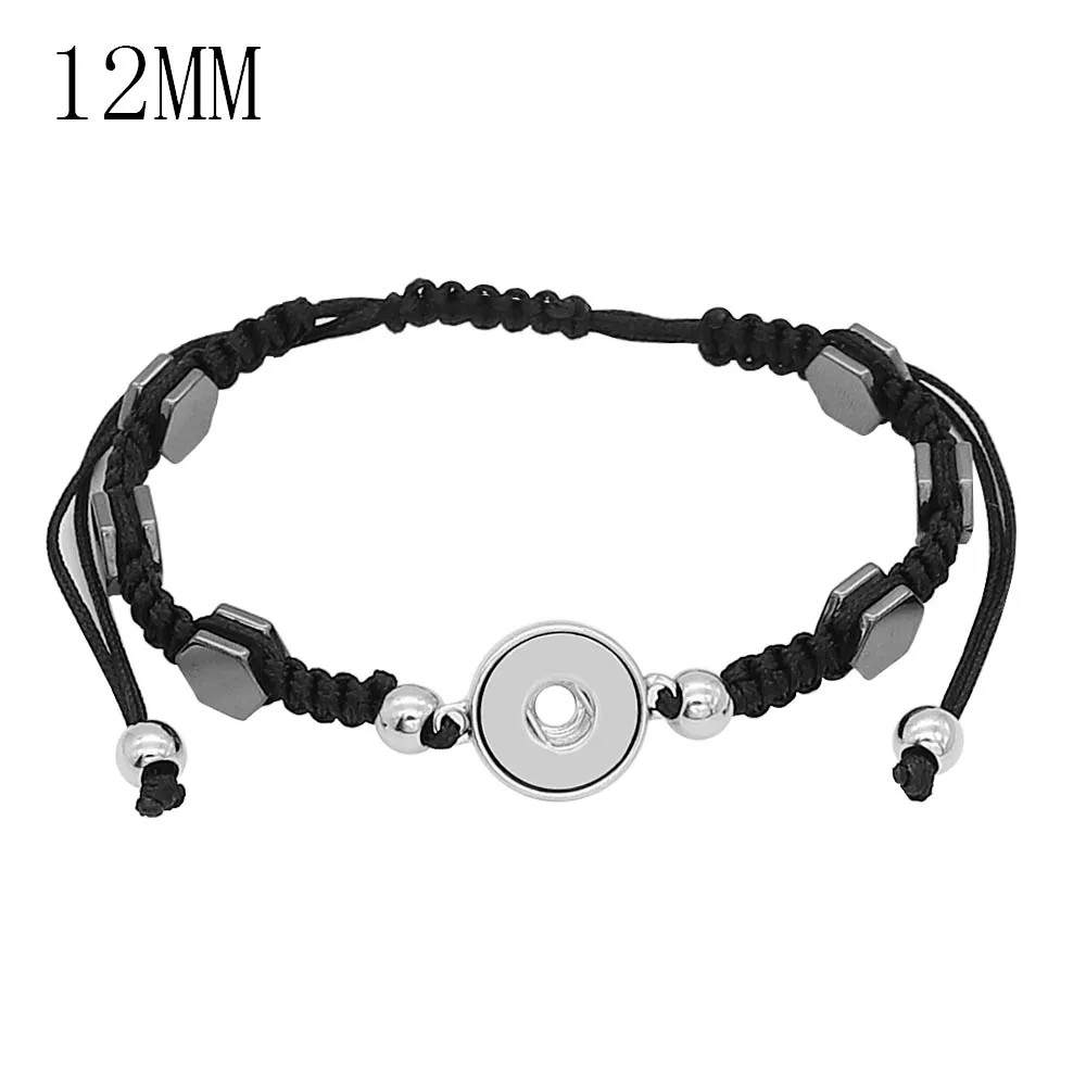 

New Vintage Black Snap Bracelet For Women Men Fit DIY 12mm Snap Jewelry adjustable Bead Rope chain Snap Buttons Bracelet Jewelry