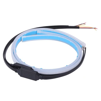 

2X 60cm Car Slim Amber Sequential Flexible Led Drl Turn Signal Strip For Headlight