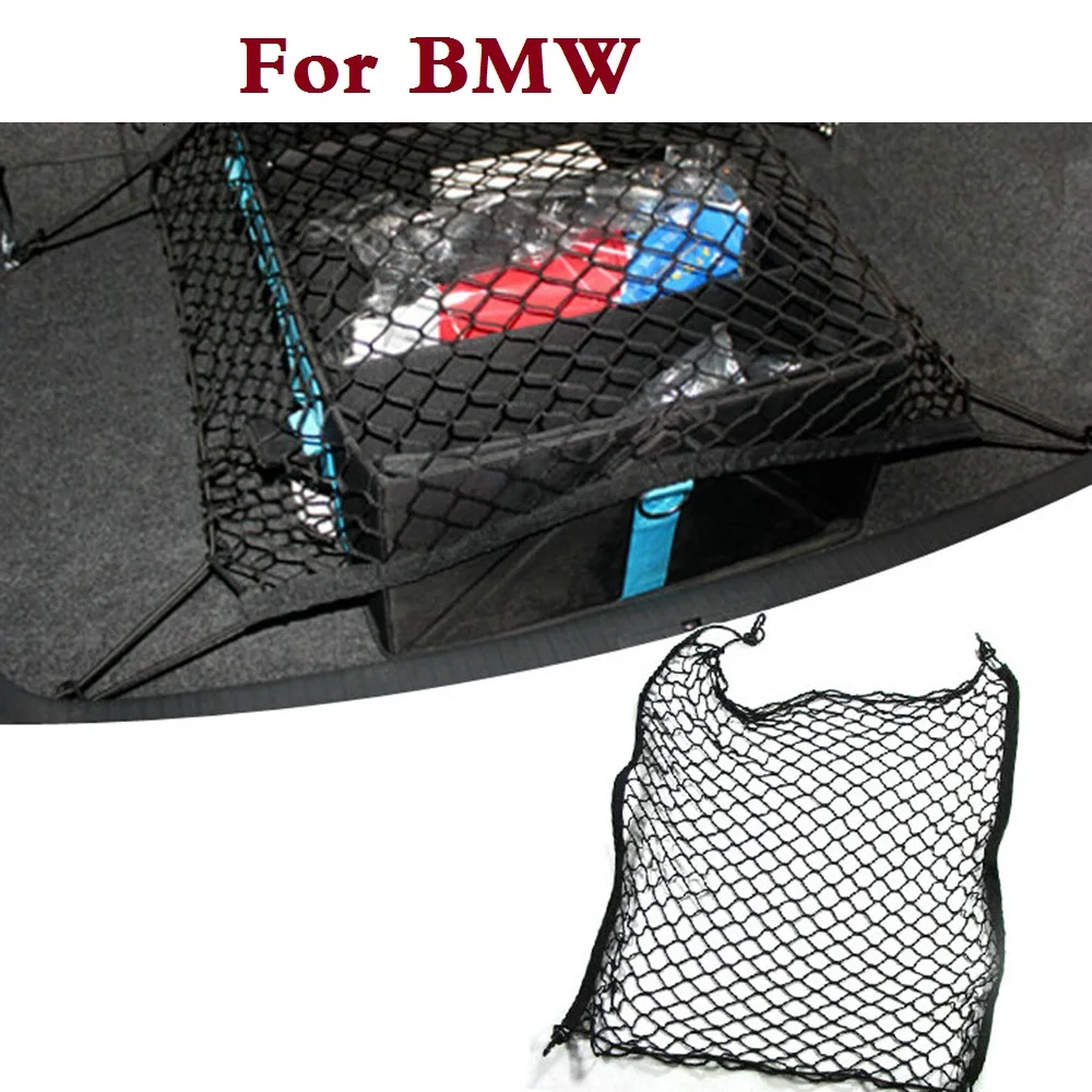 Car Mesh Cargo Net Holder Trunk Elastic Storage 4 Hook For Bmw E90 E60
