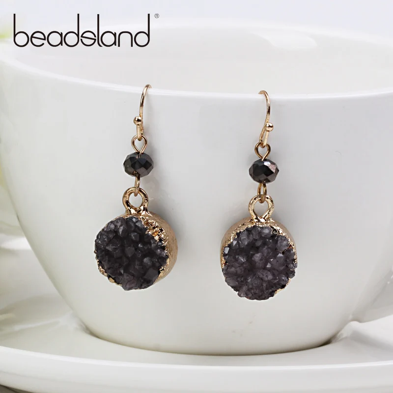 Beadsland круглые серьги-подвески из натурального камня модные трендовые