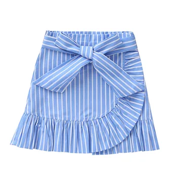 

Summer New Fashion Toddler Kids Baby Girls Striped Printed Bow Ruffle IrregularShort Skirt Clothes Wholesale Free Ship Z4