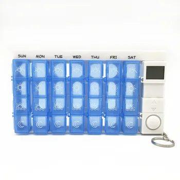 

Pills Box Organizer Storage 28 Grid lcd Pill Box Organizer Portable Pills Reminder Sound Alarm Clock timer MT106