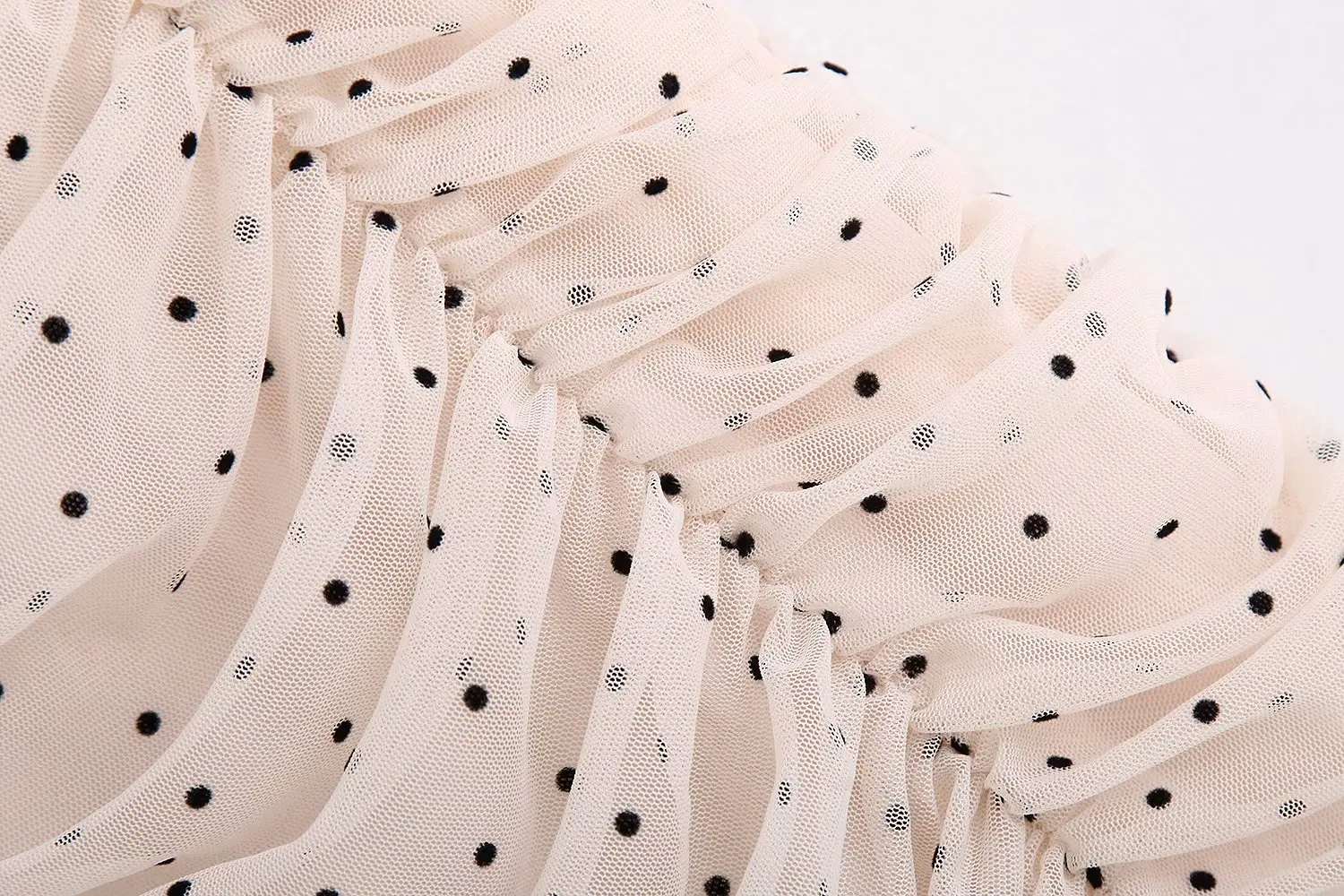 Летнее сексуальное облегающее мини-платье для женщин с v-образным вырезом в горошек, плиссированное Сетчатое фатиновое платье с пышными рукавами, стильное милое платье femme vestidos