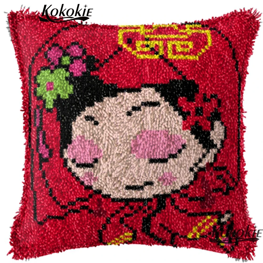 Latch hook rug canvas Crocheting Rug Kits Yarn chinese cross stitch cushion embroidery 3d carpet needlework sets | Дом и сад
