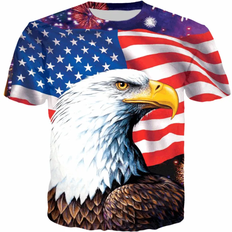 Cool American Flag Eagle Print 3D T shirt EUR Size-in T