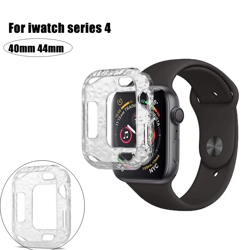 

TPU Bumper For Apple watch Case 44mm 40mm iWatch Series 4 Protector Cover Silicone Diamond Pattern Shell Accessories