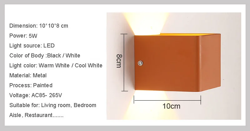 Светодиодный настенный светильник 5 Вт AC 85-240 В, современные настенные светильники для спальни в помещении, столовой, коридора, освещения из алюминия