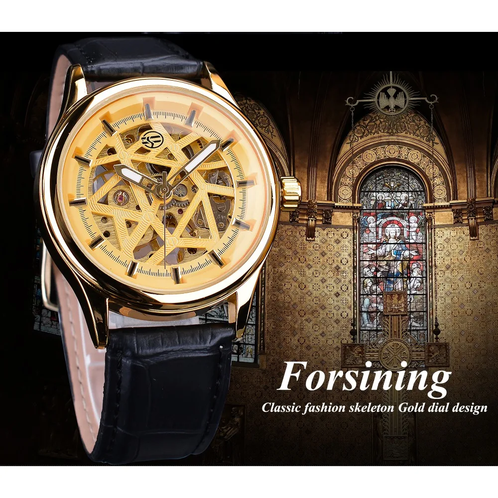 Online Forsining Golden Gear Movement Retro Royal Classic Fashion Mens Mechanical Wrist Watches Top Brand Luxury Male Clock Relogio