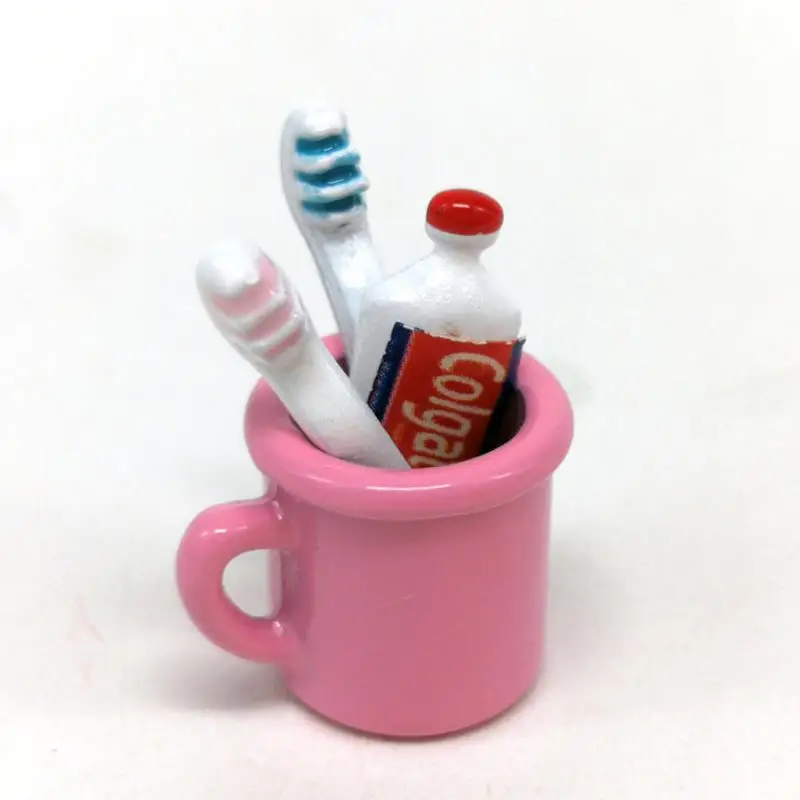 

1set new Hot Sale Toothpaste toothbrush cup Doll House Miniature Accessories Toys for Doll Accessories