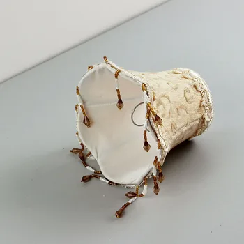 

Retro Luxury Flannel Lampshade Light Cover Hanging Replacement, Mini Chandelier Shades with Beads, Clip on