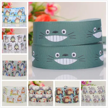 

10/50/100 yards 7/8 " 22 mm cute funny totoro cat cartoon printed grosgrain ribbon party decoration gift ribbon Free shipping