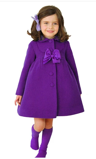 3 вида цветов зимнее теплое пальто и куртка для девочек детское зимнее шерстяное пальто высокого качества с длинными рукавами верхняя одежда для маленьких девочек от 3 до 8 лет - Цвет: purple