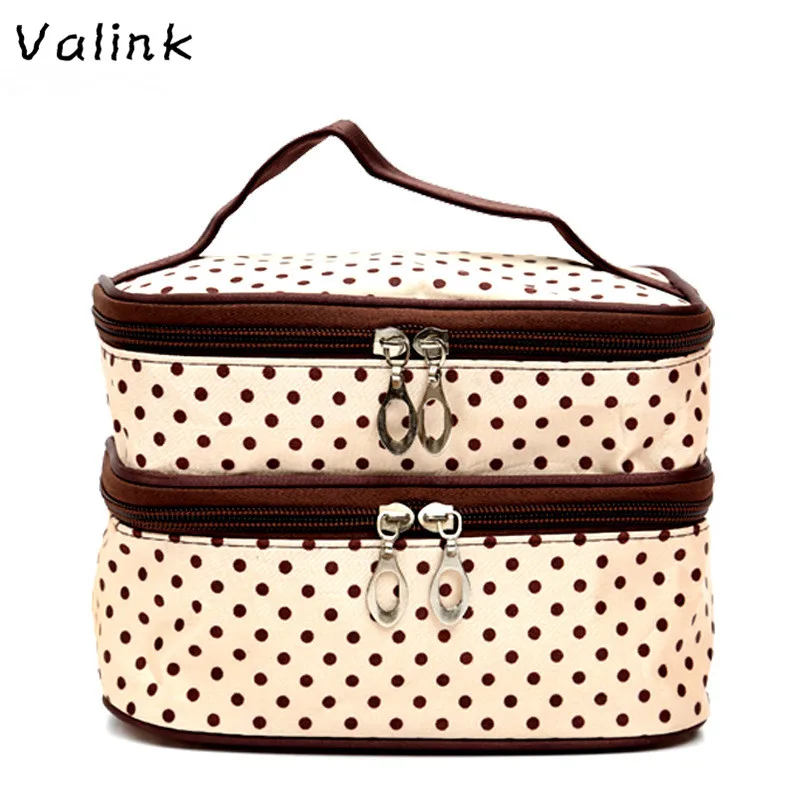  Large Capacity Professional Cosmetic Bag Woman Dots Portable Storage Makeup Bags Beauty Organiser H