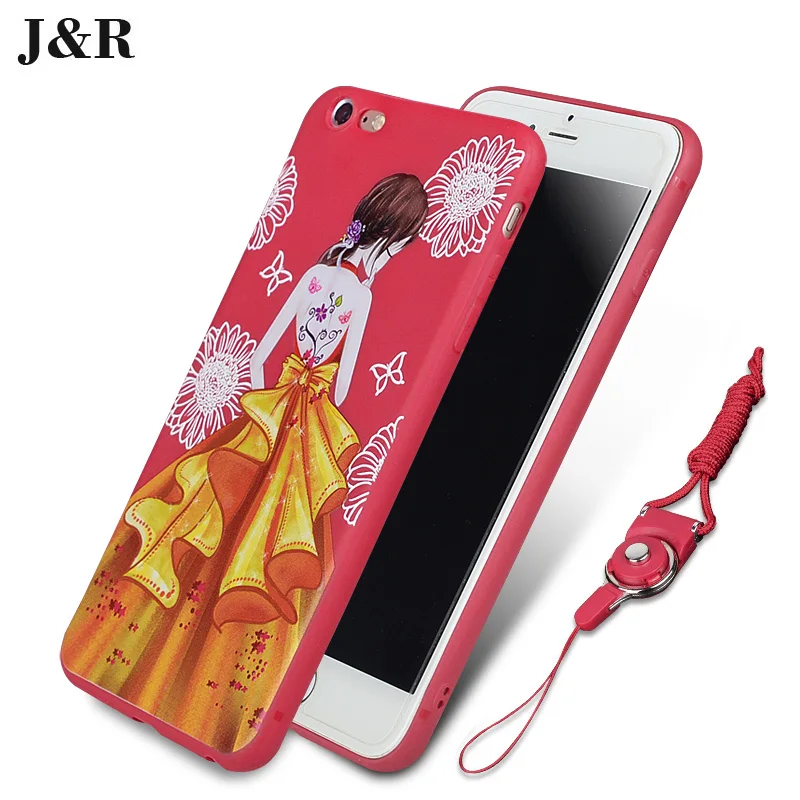 J&R Case for iPhone 6 6S Fitted Cover for iPhone 7 8 Plus Painted Back Cases 6/ 6S Plus Ultra Thin Skin Protective Phone Bags