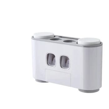 

Automatic Toothpaste Dispenser Dust-Proof Toothbrush Holder With Cups No Nail Wall Mount Stand Shelf Bathroom Organizer Set