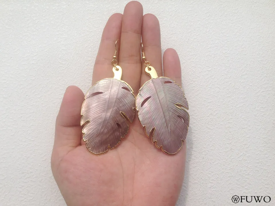 Exaggerated Big Leaves Shell Earrings 12