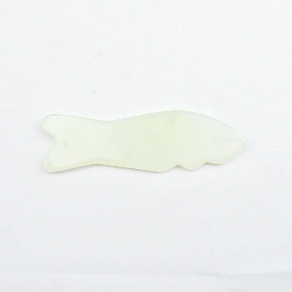 100% Natural light green jade fish shape guasha board massage tool facial treatment scraping tool for body health care 100% Natural light green jade fish shape guasha board massage tool facial treatment scraping tool for body health care