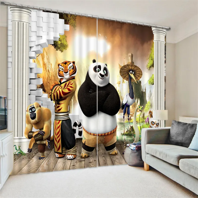 Черный и белый панда дети спальня затемненные 3D окна шторы гостиная шторы Cortinas Rideaux Индивидуальный размер наволочка
