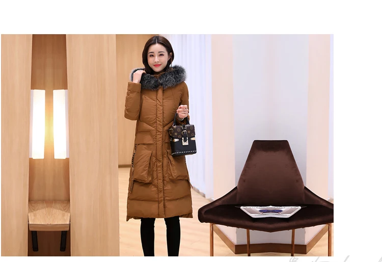 Jacket Womens Winter Long Cotton Padded Jacket Elegant Fur Collar Hooded Coats For Female 2018 New Plus Size Loose Overcoats LZ960 (9)