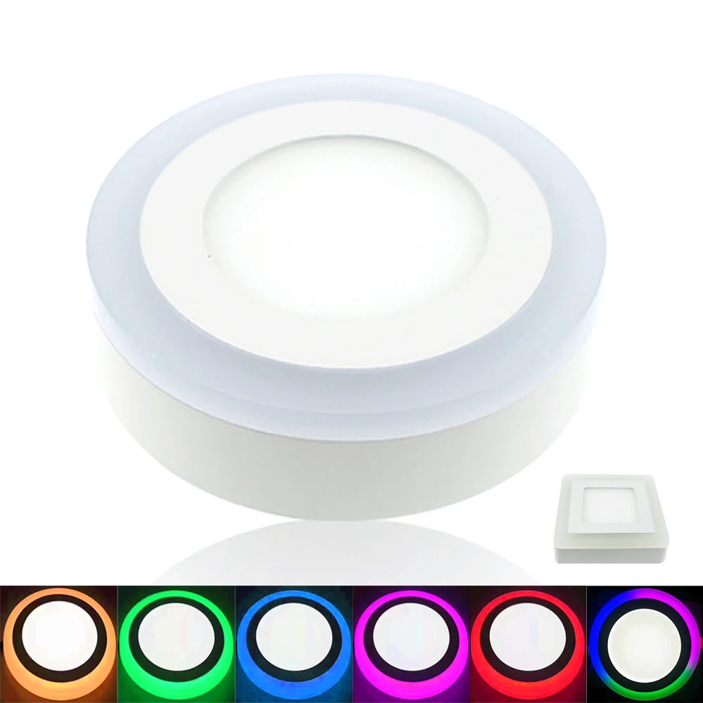 

5pcs/lot LED Panel light Surface Mounted Double colors Round/Square LED Ceiling Downlight AC85V-260V Include Driver Bedroom lamp