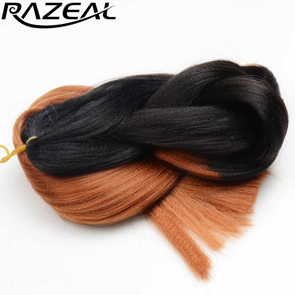 Razeal Ombre канекалон, косички для коробок, косички, вязанные крючком, косички, синтетические огромные вязанные волосы для наращивания 24 дюйма, 100 г, 8 шт./лот