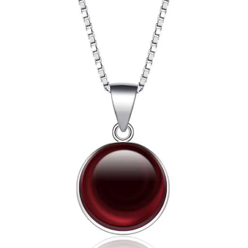 

New Arrival Pure Silver Necklace Pendant Red Jadeite Ball Pendant