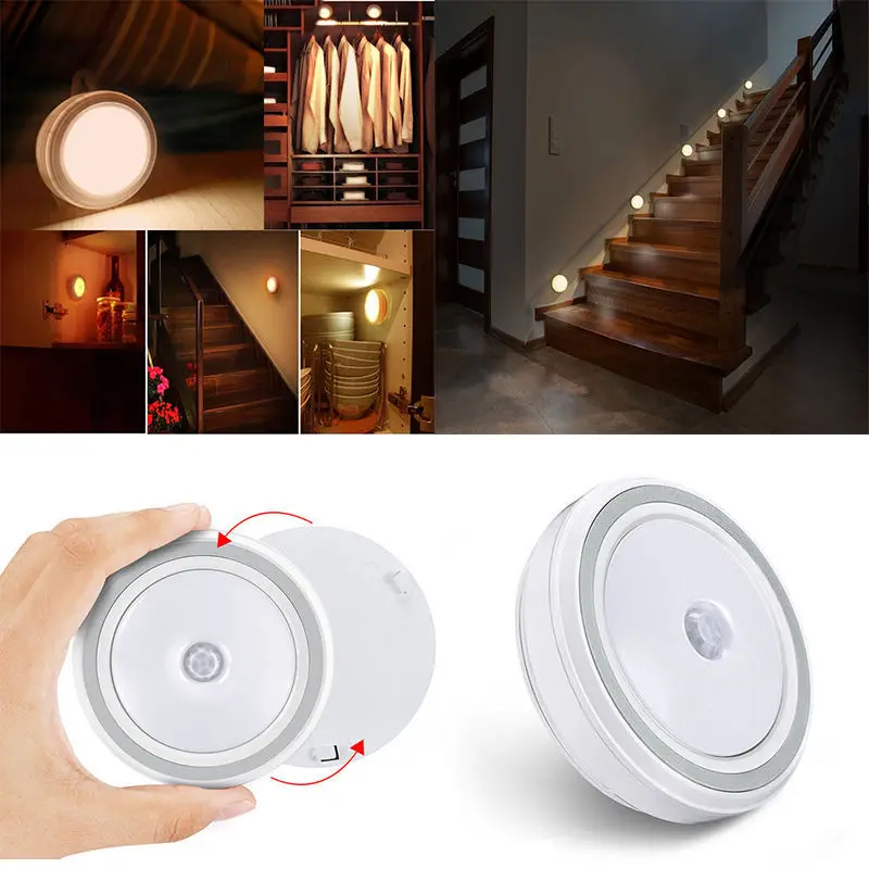 Newest LED Night Light Infrared Motion Detector Sensor Cabinet Lamp Battery Powered