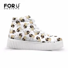 FORUDESIGNS/Модная Осенняя женская повседневная обувь на плоской подошве; Милая женская обувь на платформе с высоким берцем и 3d-рисунком «собака-Мопс»; женская обувь; Zapatos
