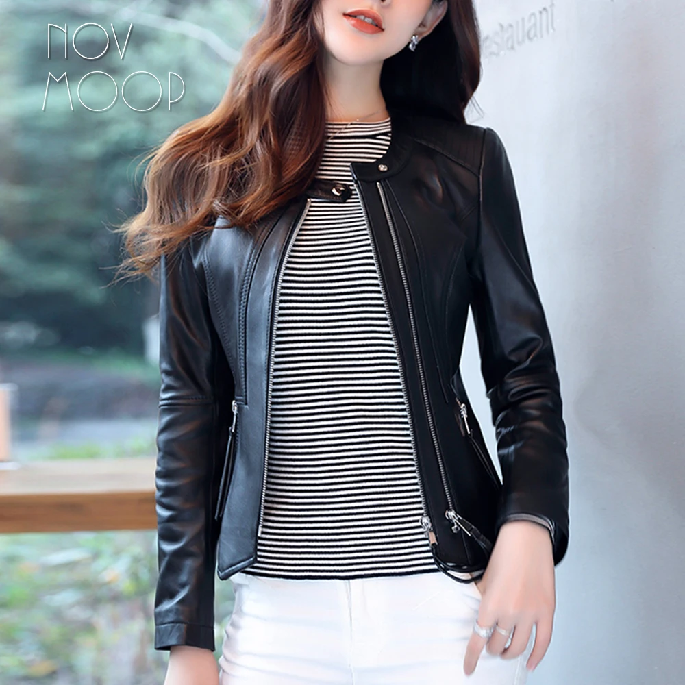 Мотоциклетная байкерская куртка giacca blouson черная из натуральной овчины в