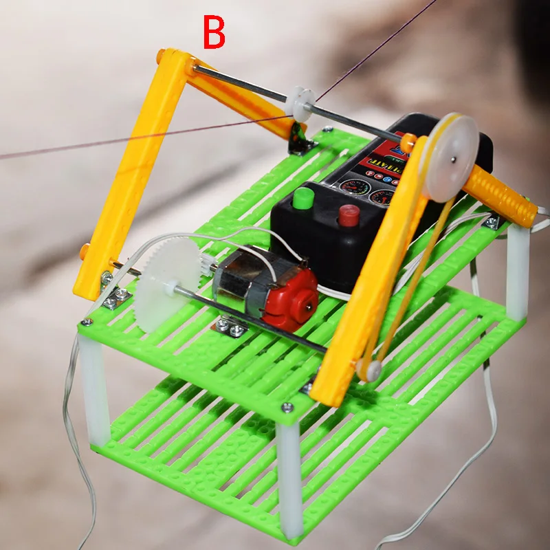 Электрический экскурсии кабель модель автомобиля/подняться веревки для ходьбы Корзина/научные физики экспериментальной развивающие игрушки/DIY части игрушки - Цвет: B