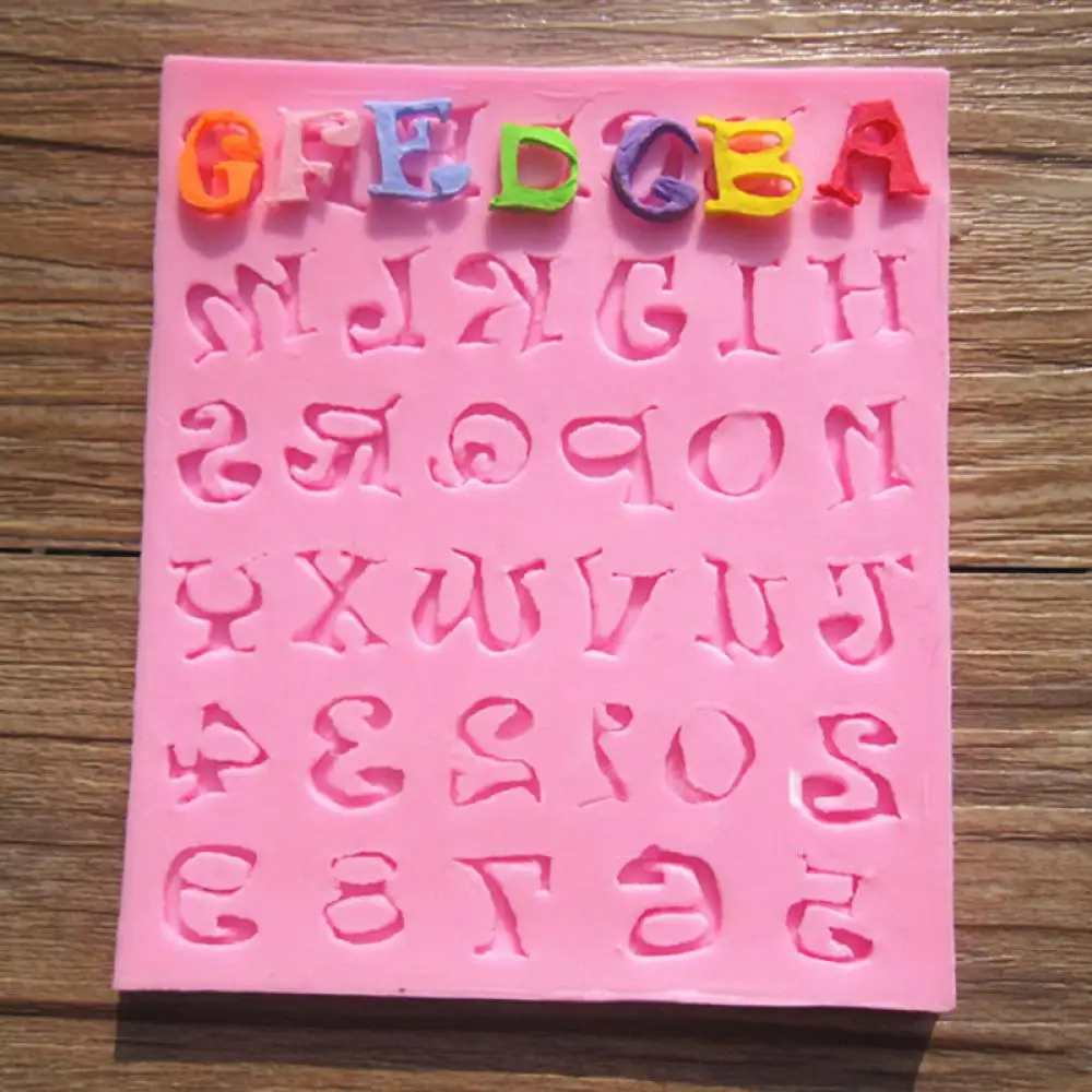 

New English Letters Alphabet + Nums Silicone Mold Sugar Paste Cupcake Chocolate Candy Moulds Party Fondant Cake Decorating Tools
