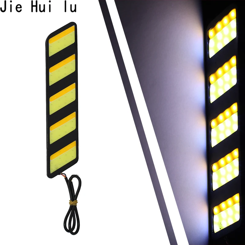 

Cars Daytime Running Light LED DRL 12v Waterproof COB Aluminum Day Light White DRL Yellow Turning Signal Car Running Light