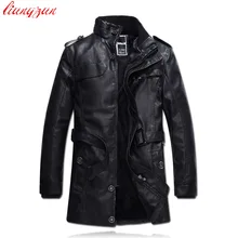 Männer Pu-lederjacke Winter Schnee Warme Fleece Casual Motorrad mäntel Männlich Marke Slim Fit Trenchcoats Jaqueta De Couro SL-E454
