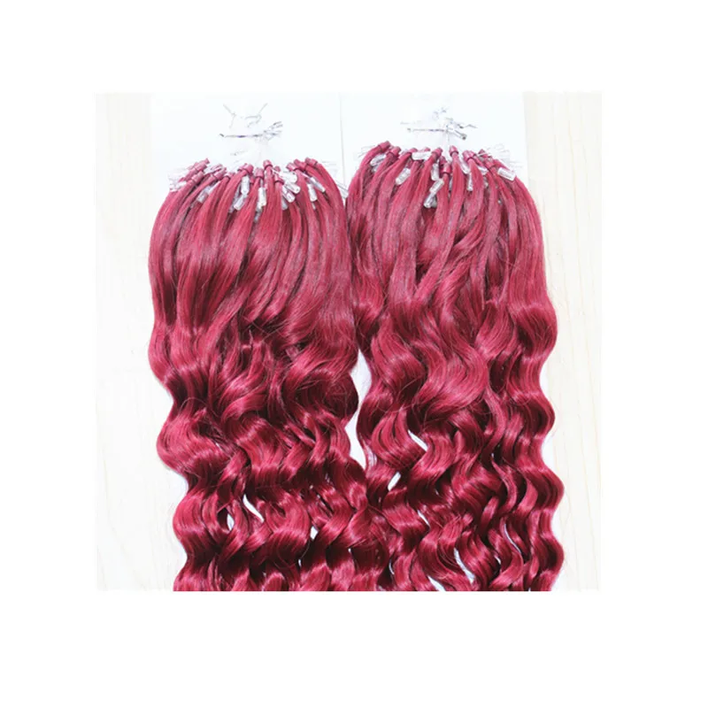 Bright Wine Red Micro Ring Bead Loop Hair Extension Quality