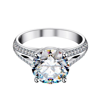 

3Ct 9.0mm G-H Test Positive Moissanite Diamond Ring test positive WARRANTY Solid 925 Sterling Silver Wedding Ring