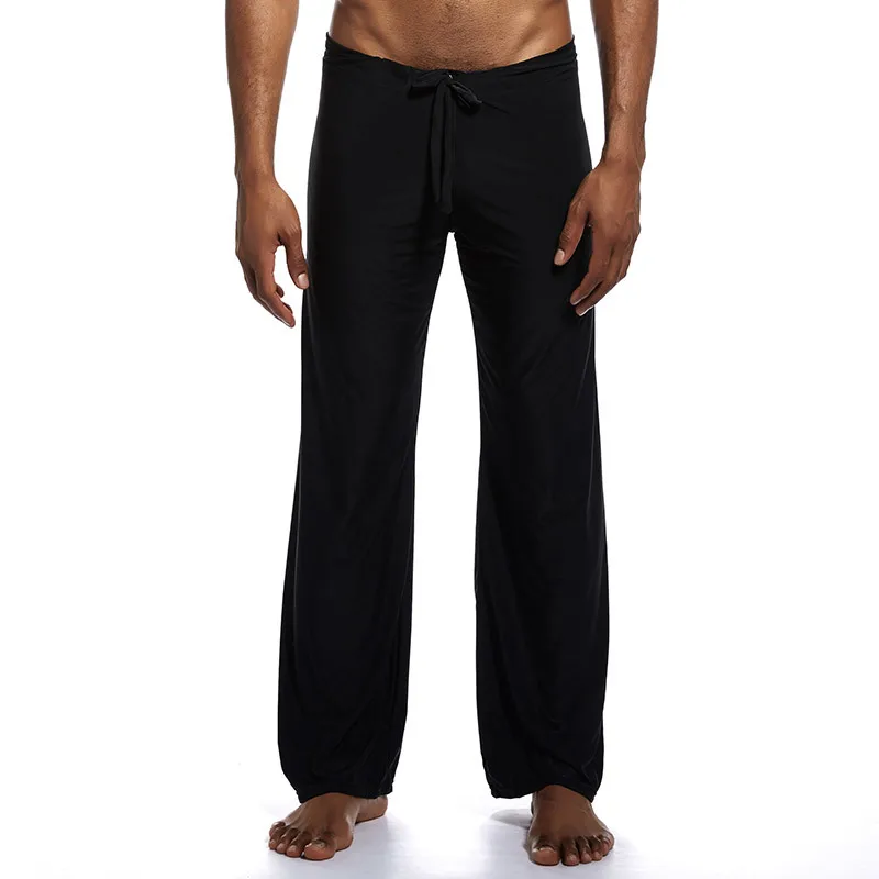 Высокое качество! Брендовые мужские брюки; пижамные брюки; брюки-шаровары для танцев; спортивные штаны; шаровары для сна; повседневные брюки; 4 цвета - Цвет: Black