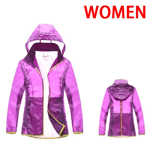RAX, мужская, женская, водонепроницаемая, ветрозащитная куртка, защита от ультрафиолета, уличная куртка, дышащий, ультра-светильник, для походов, мужские куртки, ветровка для мужчин - Цвет: qianzi women jacket
