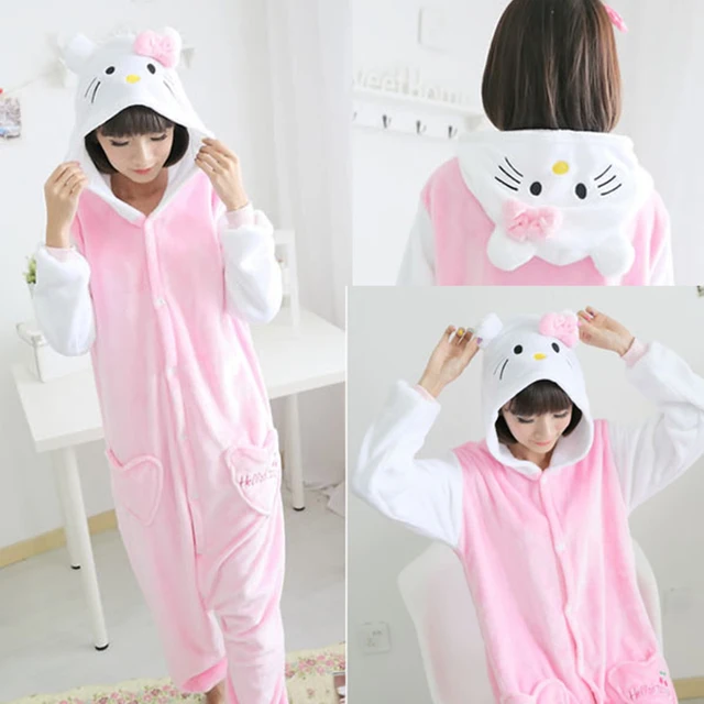 Unisex Cute Kitty Cat Pajamas sets Animal Cat Hoodie casual Onesies for