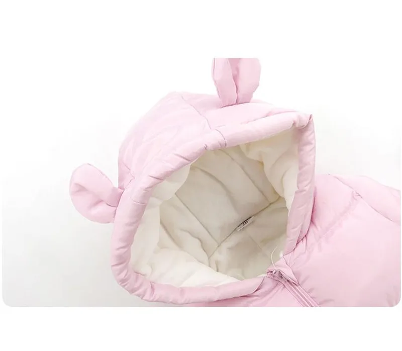 2017 Winter New Baby Girls Cute Pink Clothes Bebe Suitable Footies With Gloves with Hat Kids Cotton Down Zipper Outwear ---01