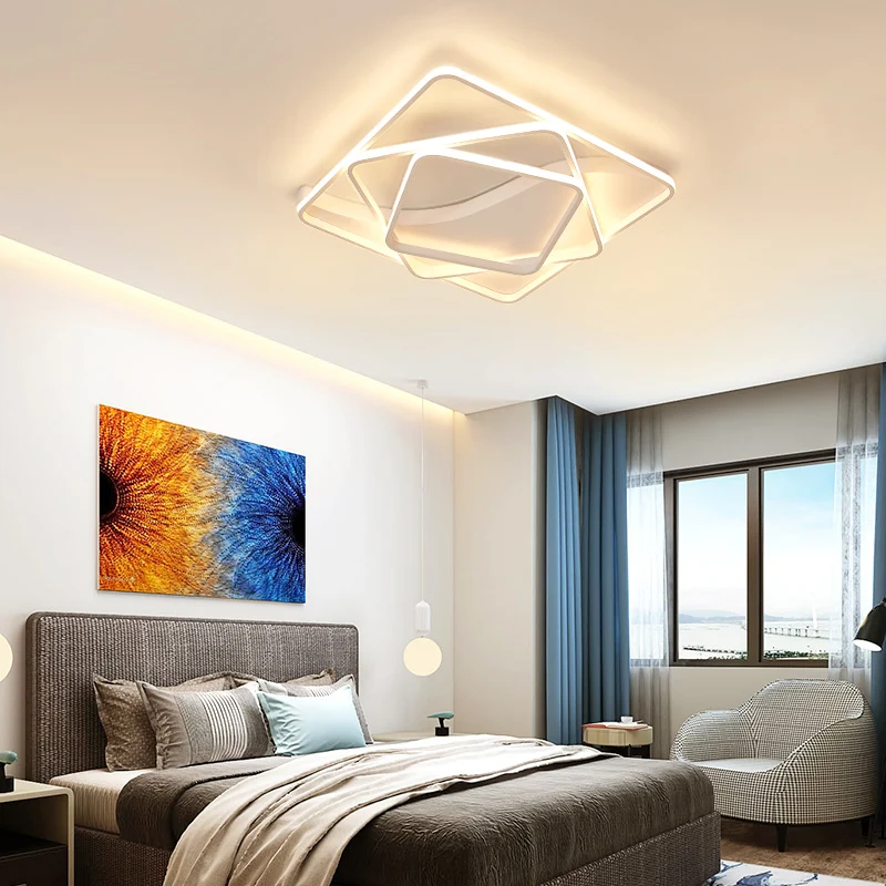 Современная светодиодная Люстра для гостиной, спальни, алюминиевая волнистая прямоугольная круглая люстра с блеском, люстра с высоким потолком