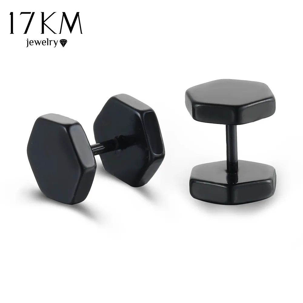 Double Sided Round Stud Earrings For Women Men 2018 Punk Stainless Steel Earrings Gothic Barbell Black Earrings Female Male