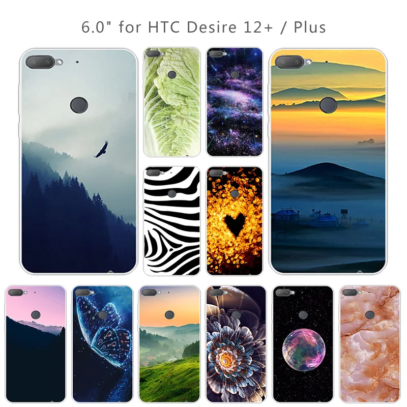 TPU for HTC Desire 12 Plus Fitted Case 6.0&quot Transparent Ultra Thin Soft Silicon 12+ Back Phone Scenic Eagle Cover |