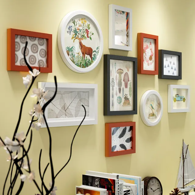 10Pcs Living Room Photo Frame Wooden Picture Frames Set for Home Decor